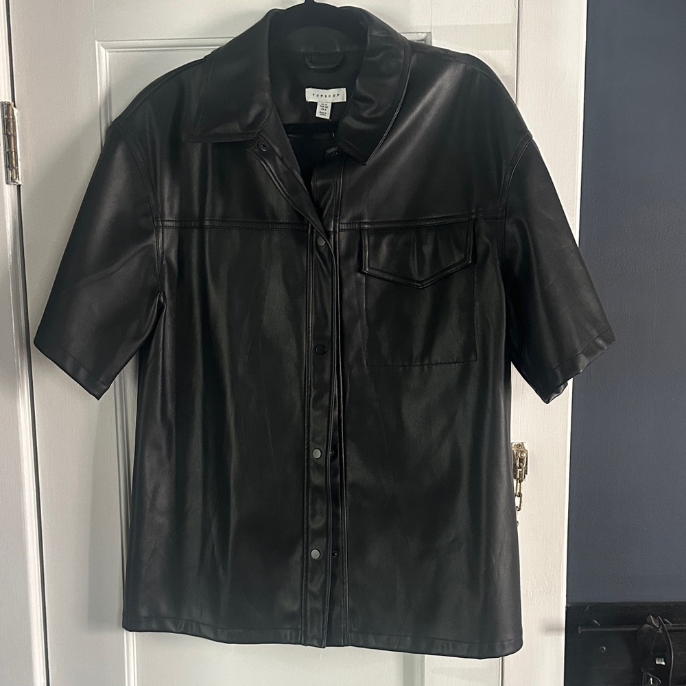 Topshop Charcoal Faux Leather Jacket